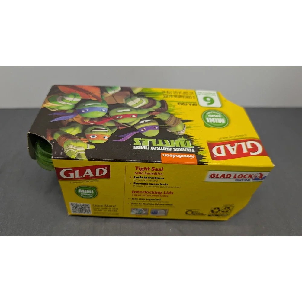 Glad TMNT Mini Round Food Containers 6ct 4oz 16 BPA-Free Plastic Storage